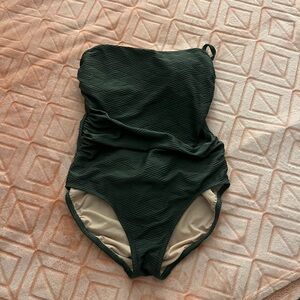 Kona Sol Dark Green Textured One-Piece Swimsuit